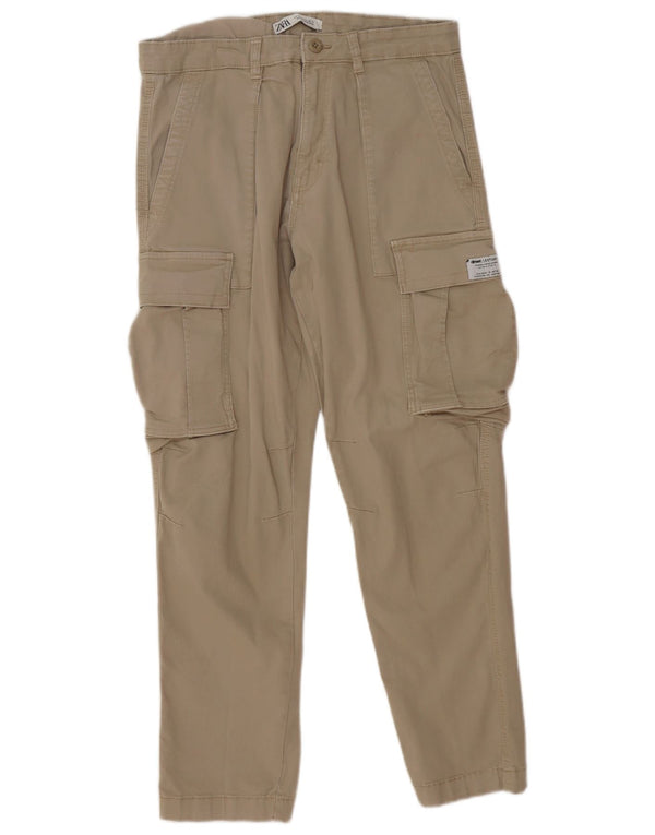 Zara Mens Pantalones cargo rectos EU 42 Large W32 L28 Beige
