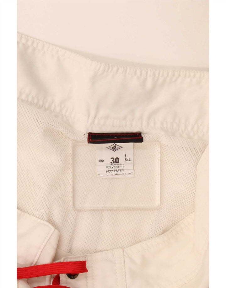 Bañador con estampado de oso para hombre, poliéster con bloques de color blanco mediano