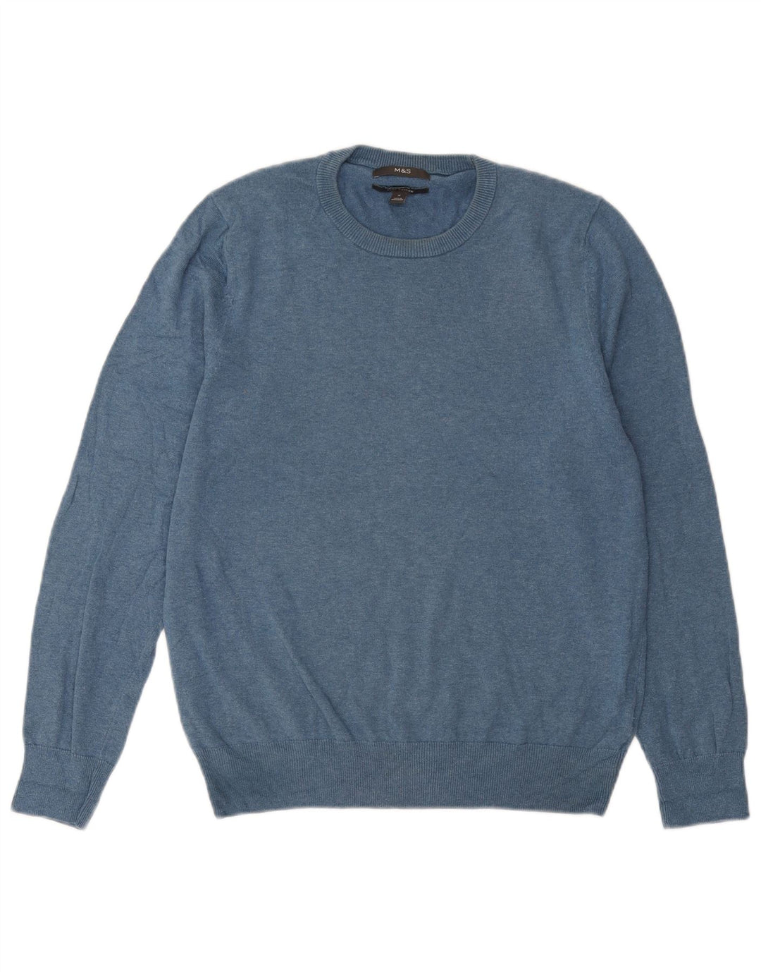 Marks & Spencer Jersey de cuello redondo para hombre de algodón azul medio