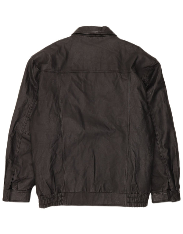 Vintage chaqueta de cuero para hombre Reino Unido 38 cuero negro medio