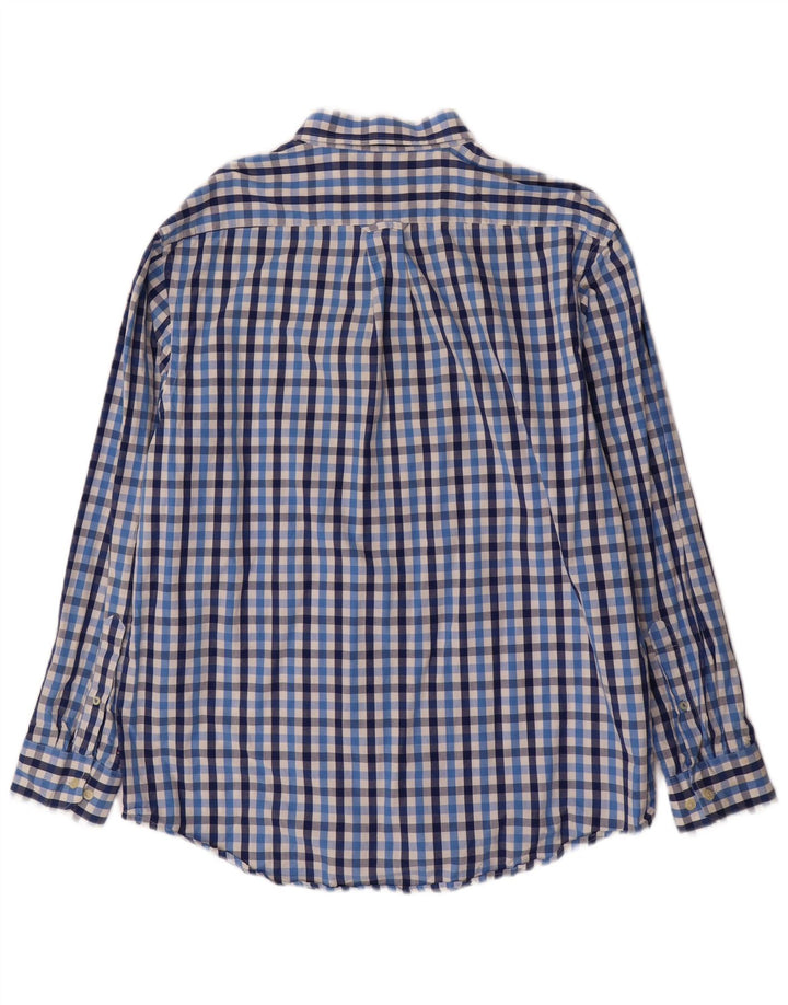 IZOD Camisa de hombre grande de algodón a cuadros azules