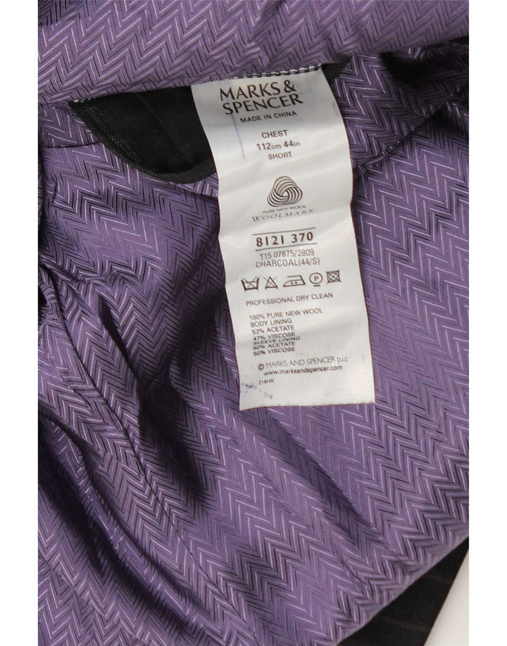 Marks & Spencer Chaqueta tipo blazer de 2 botones para hombre UK 44 XL Lana gris a rayas