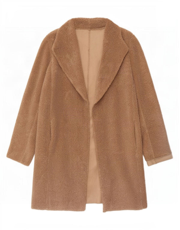 Marks & Spencer Womens Teddy Bear Overcoat UK 14 Large Brown Polyester