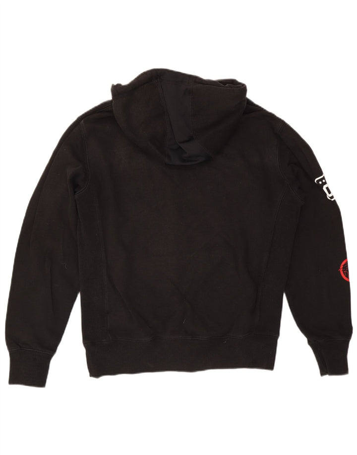 Superdry Jersey con capucha gráfica para hombre, talla pequeña, negro
