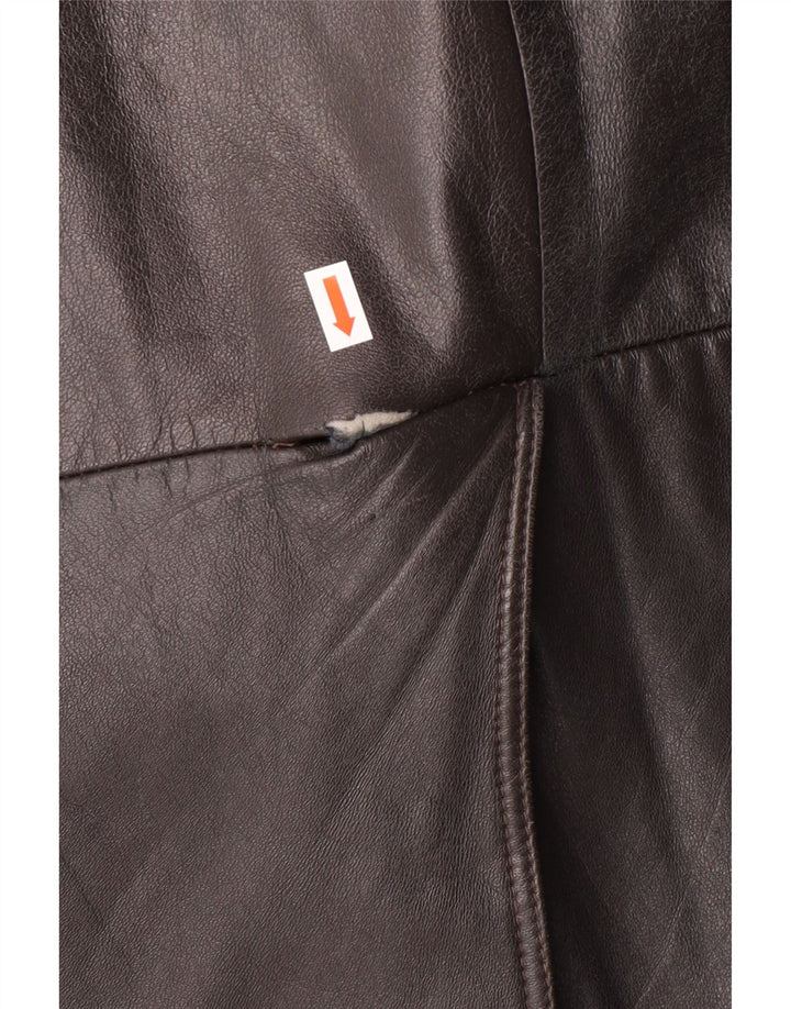 MAX MOSER Abrigo de cuero para hombre IT 56 3XL Cuero marrón