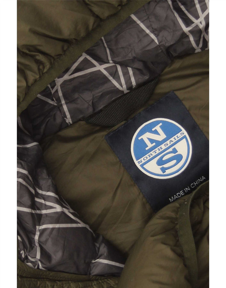 North Sails Chaqueta acolchada con capucha para hombre UK 40 Large Caqui Poliamida
