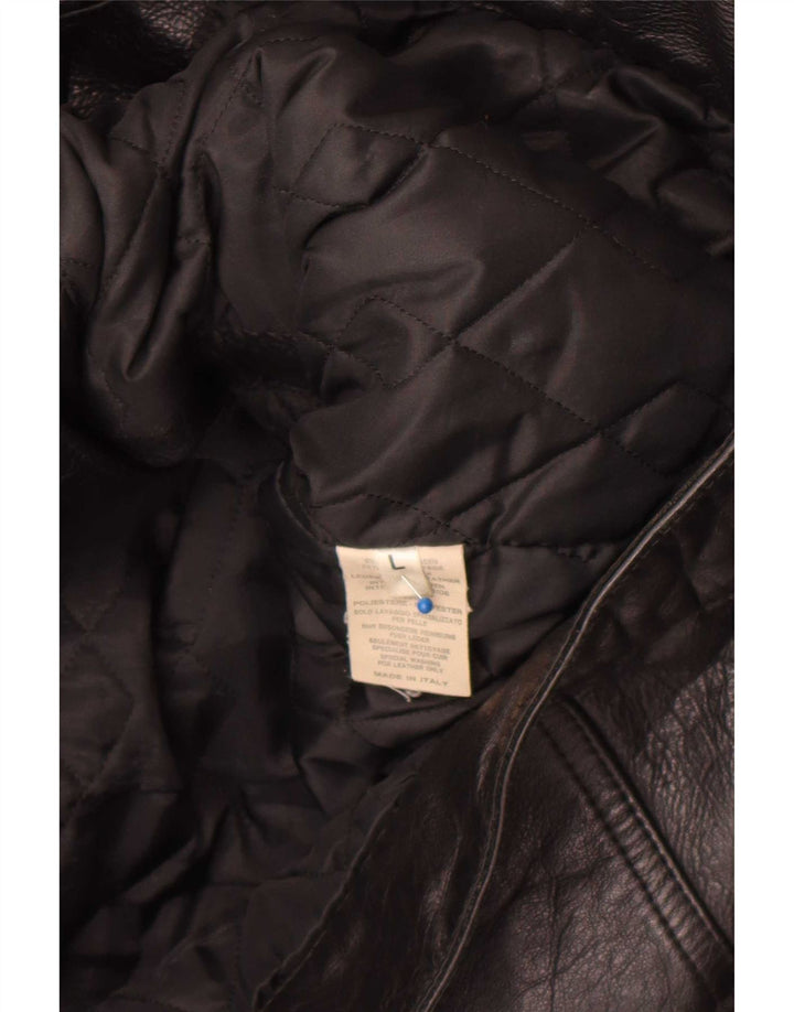 Vintage hombres chaqueta de cuero Reino Unido 40 grande negro