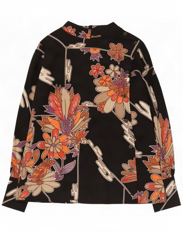 Pancaldi & B Blusa camisera para mujer UK 40 Small Black Floral Retro