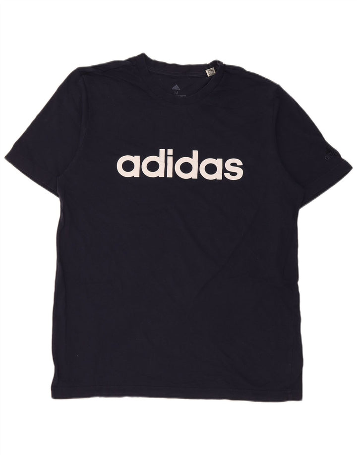 Adidas Hombre Camiseta Gráfica Top Medio Azul Marino Algodón