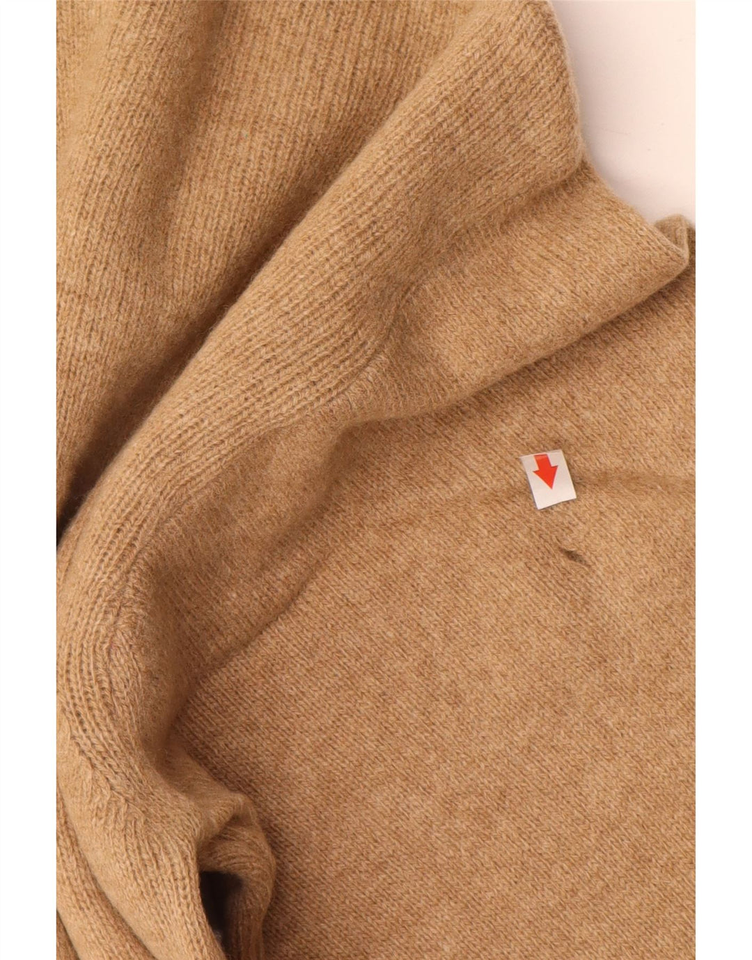 Vintage hombres V-cuello jumper suéter IT 48 lana beige medio