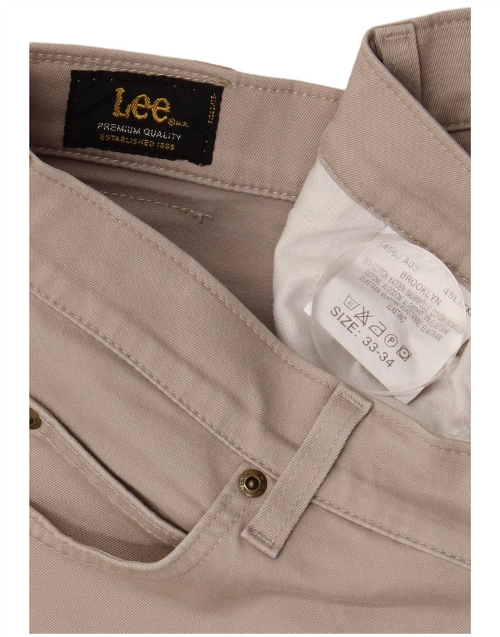 LEE Pantalones informales rectos Brooklyn para hombre W33 L30 Algodón beige