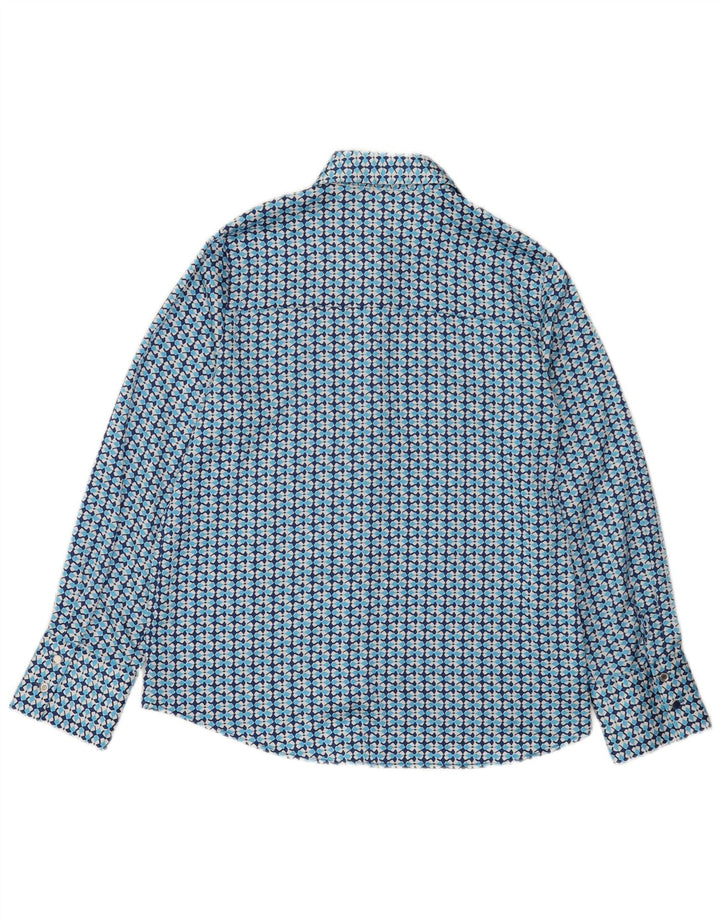 Zara Mujer Camisa UK 44 Medio Azul Geométrico