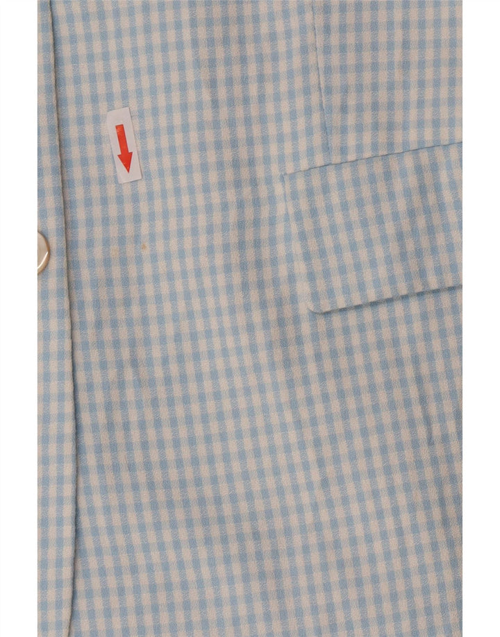 Vintage Mujer 3 Botones 2 Piezas Set IT 46 Viscosa Gingham Azul Grande