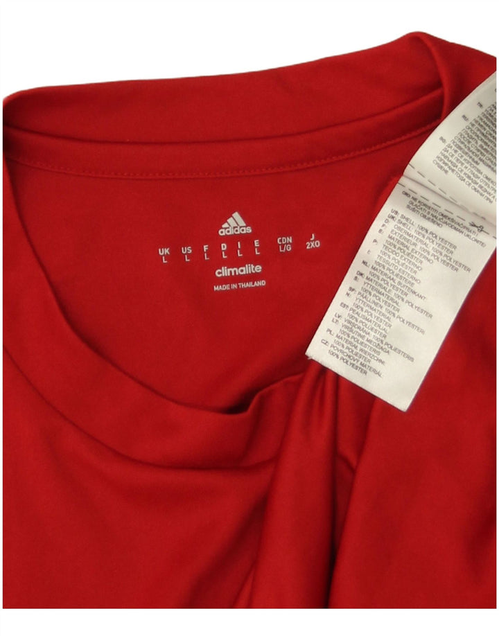 Adidas Mens Climalite Camiseta Top Grande Poliéster Rojo