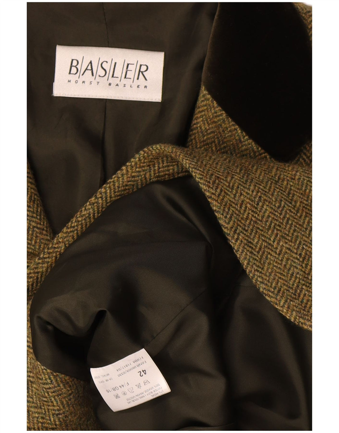Basler Chaqueta tipo blazer de 3 botones para mujer UK 46 Grande Verde Herringbone Classic