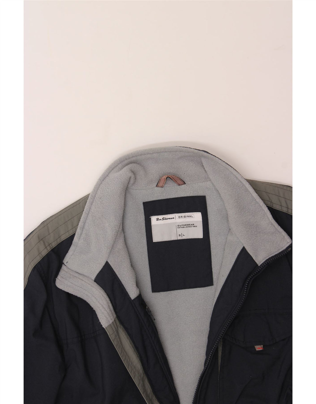 BEN SHERMAN Chaqueta cortavientos para hombre Reino Unido 40 Grande Azul marino Colorblock
