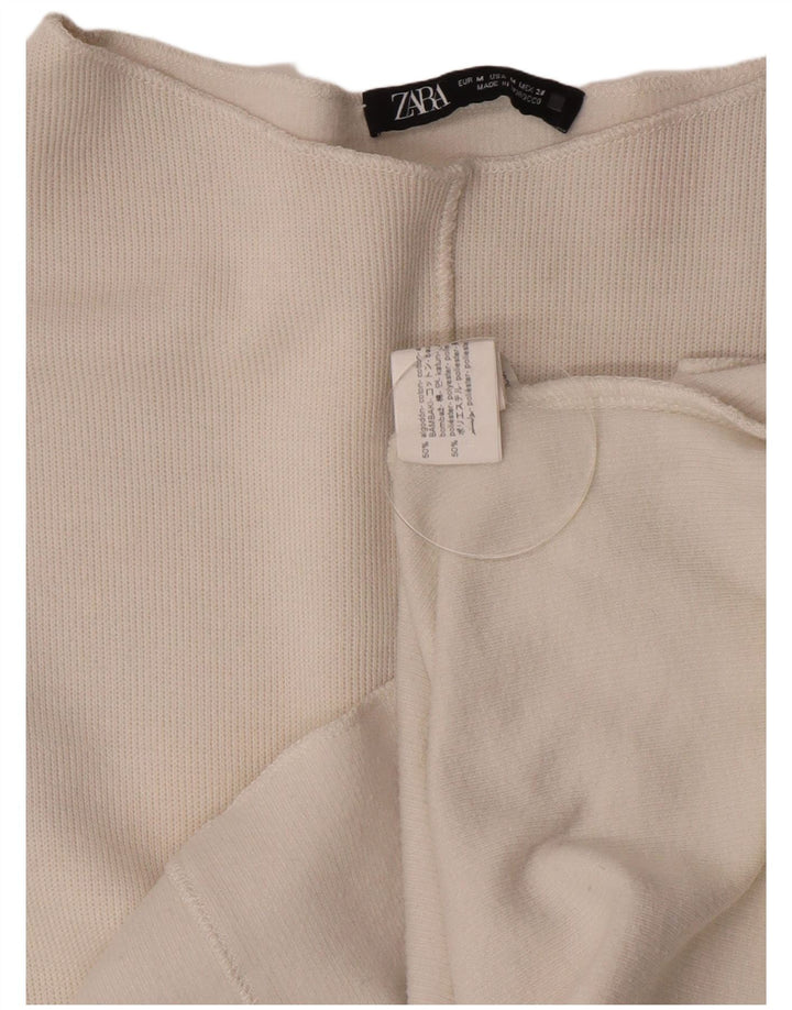 Zara Mujer Top Manga Larga UK 44 Medio Algodón Blanco