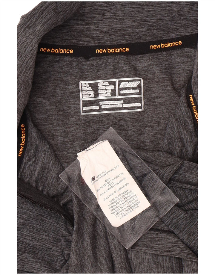 NEW BALANCE Top de chándal con cuello y cremallera para mujer UK 18 XL Gris moteado