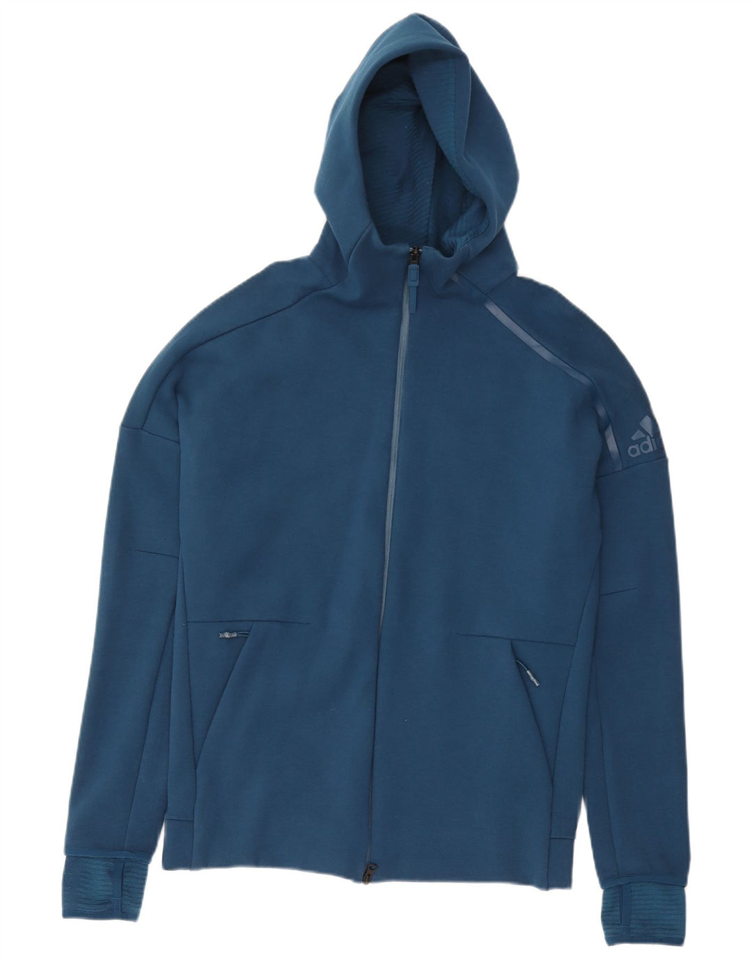 ADIDAS Sudadera con capucha y cremallera para hombre, mediana, azul marino