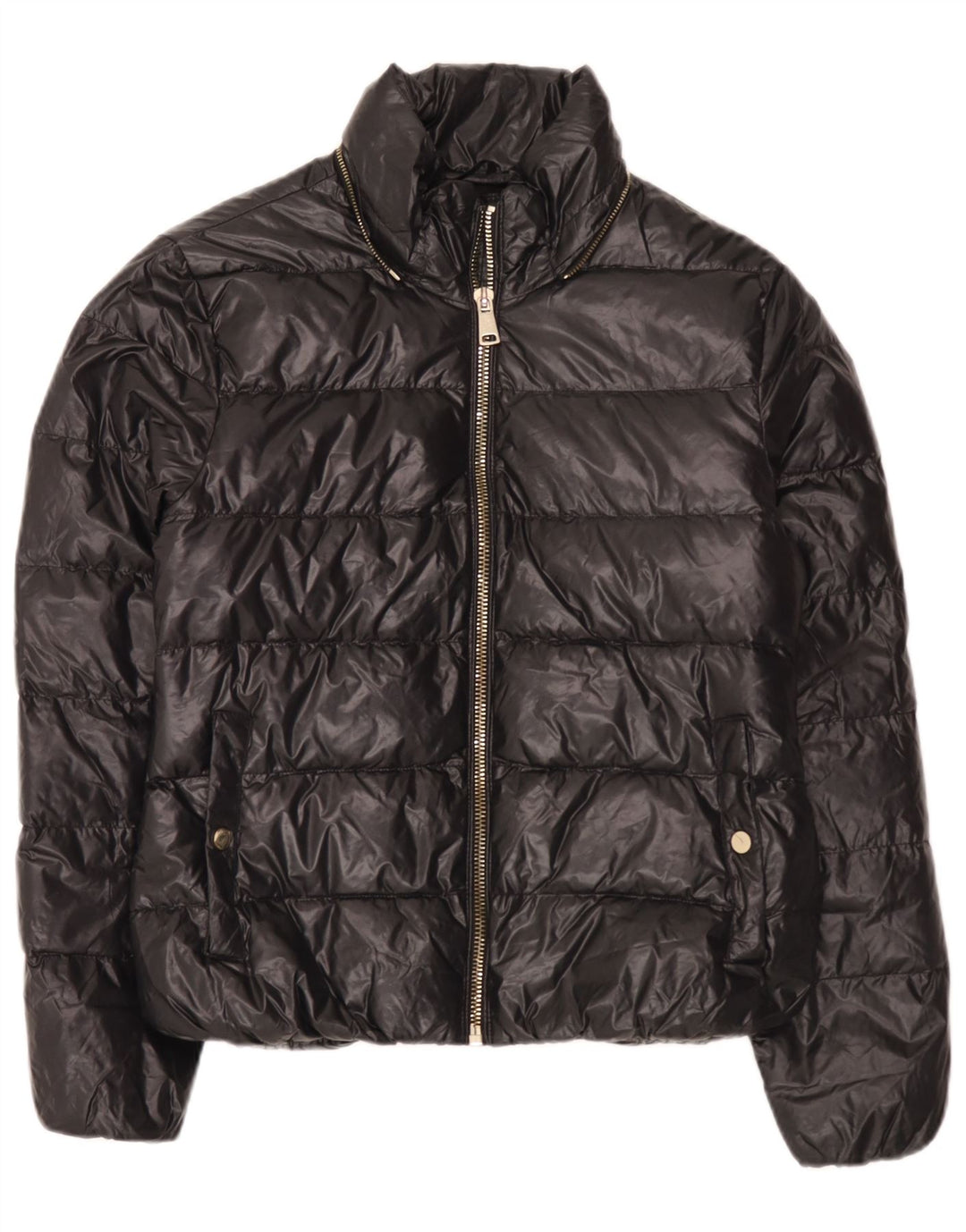 Zara Mujer Chaqueta Acolchada Reino Unido 44 Grande Negro