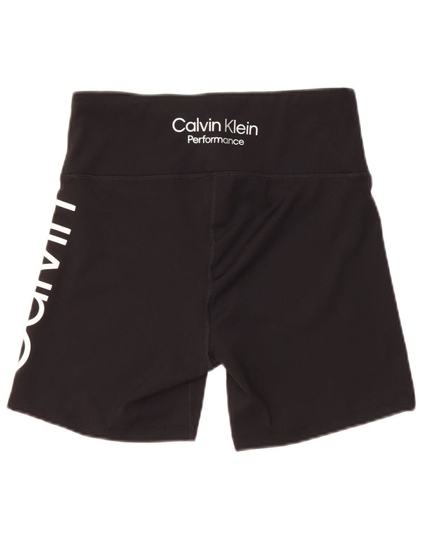 Calvin Klein Pantalones cortos deportivos gráficos para mujer UK 12 Mediano Poliéster negro