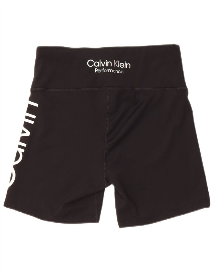 Calvin Klein Pantalones cortos deportivos gráficos para mujer UK 12 Mediano Poliéster negro