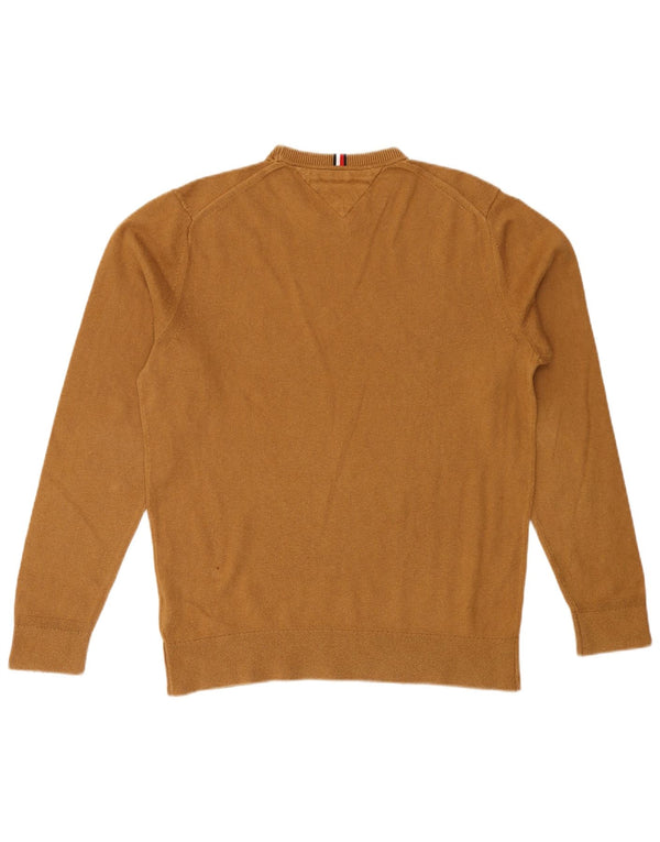 Tommy Hilfiger Jersey con cuello redondo para hombre, talla grande, algodón beige