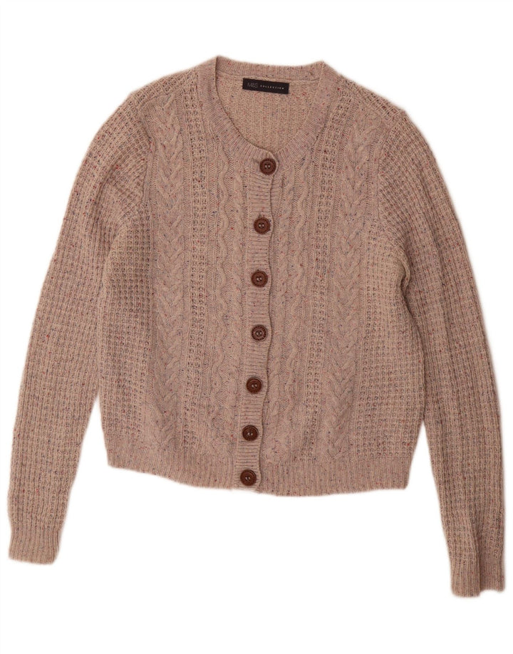 Marks & Spencer - Cárdigan para mujer, talla 40, talla grande, lana moteada gris
