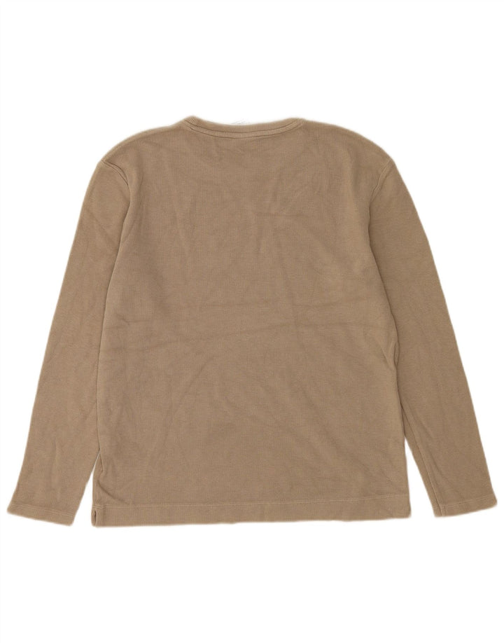 Zara Hombre Top Manga Larga Algodón Marrón Medio