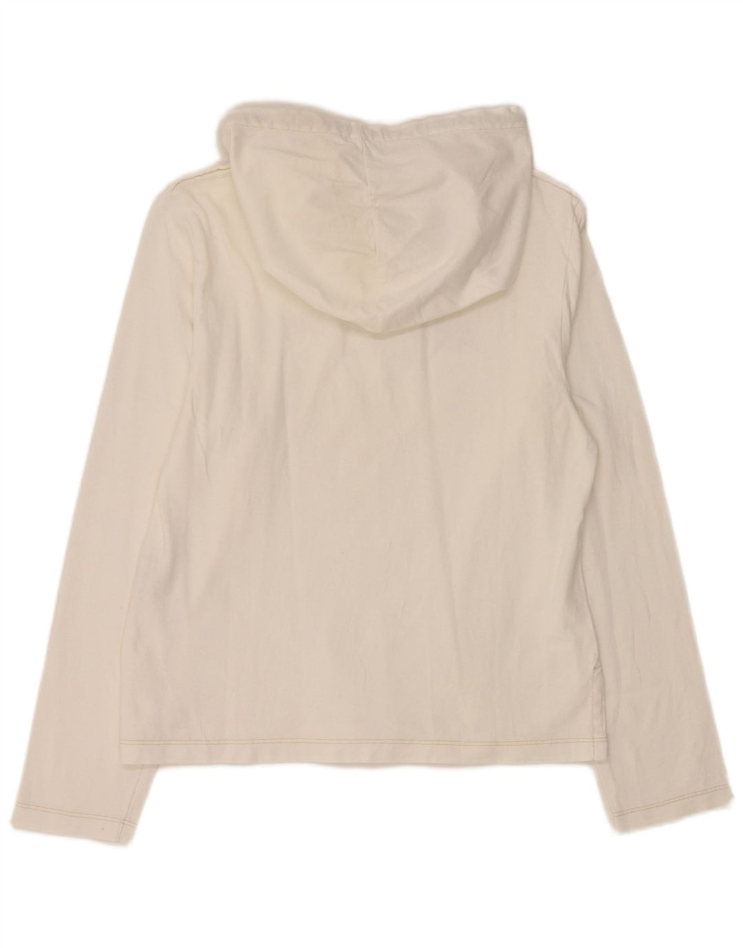 REPLAY Top gráfico con capucha para mujer, manga larga, talla 40, talla grande, algodón blanco