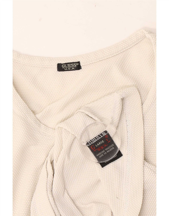 Guess Top Mujer Manga Larga UK 44 Grande Blanco