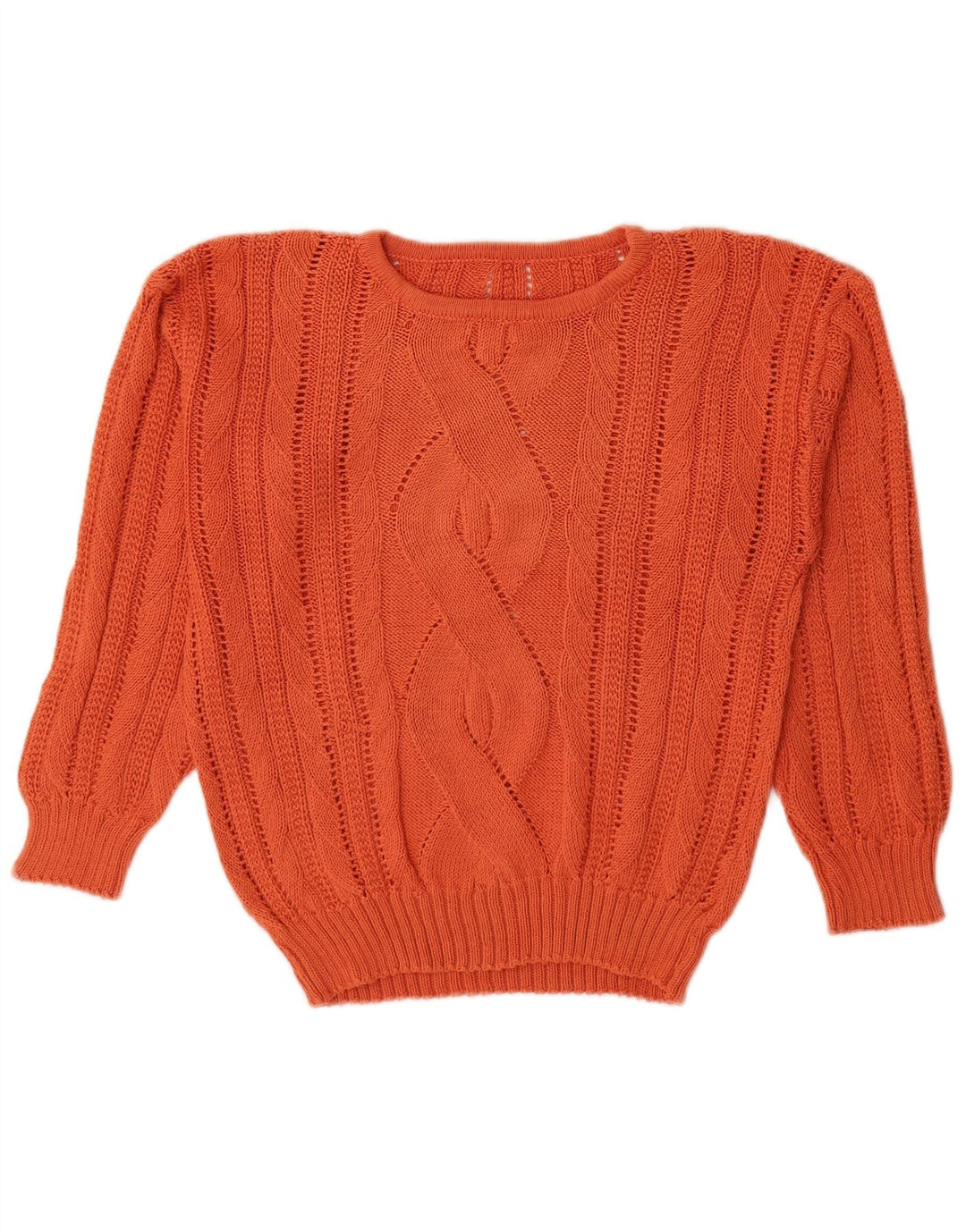 VINTAGE Mujer Crew Neck Jumper Suéter Reino Unido 14 Naranja Medio