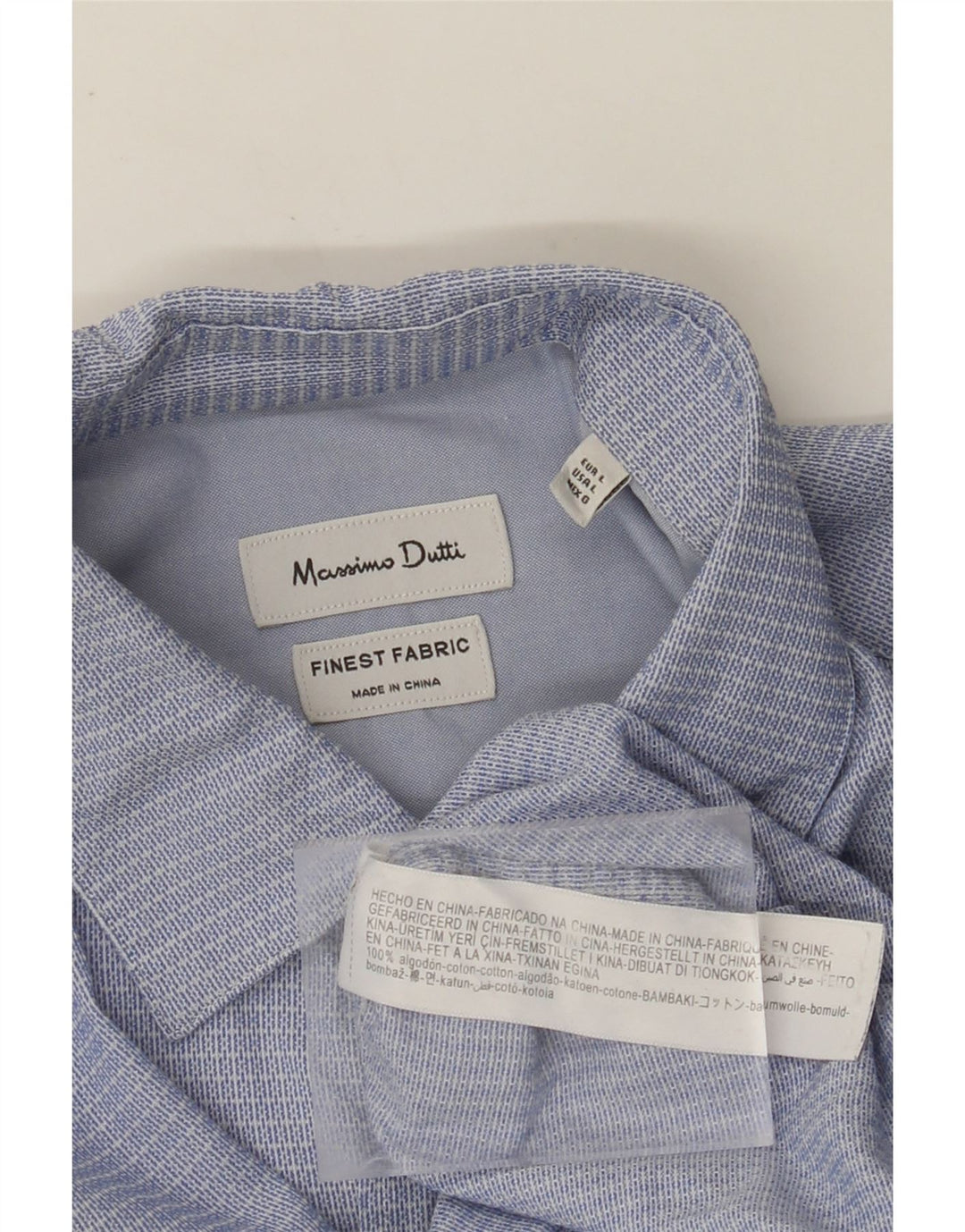 MASSIMO DUTTI Camisa Hombre Large Azul Rayas Algodón