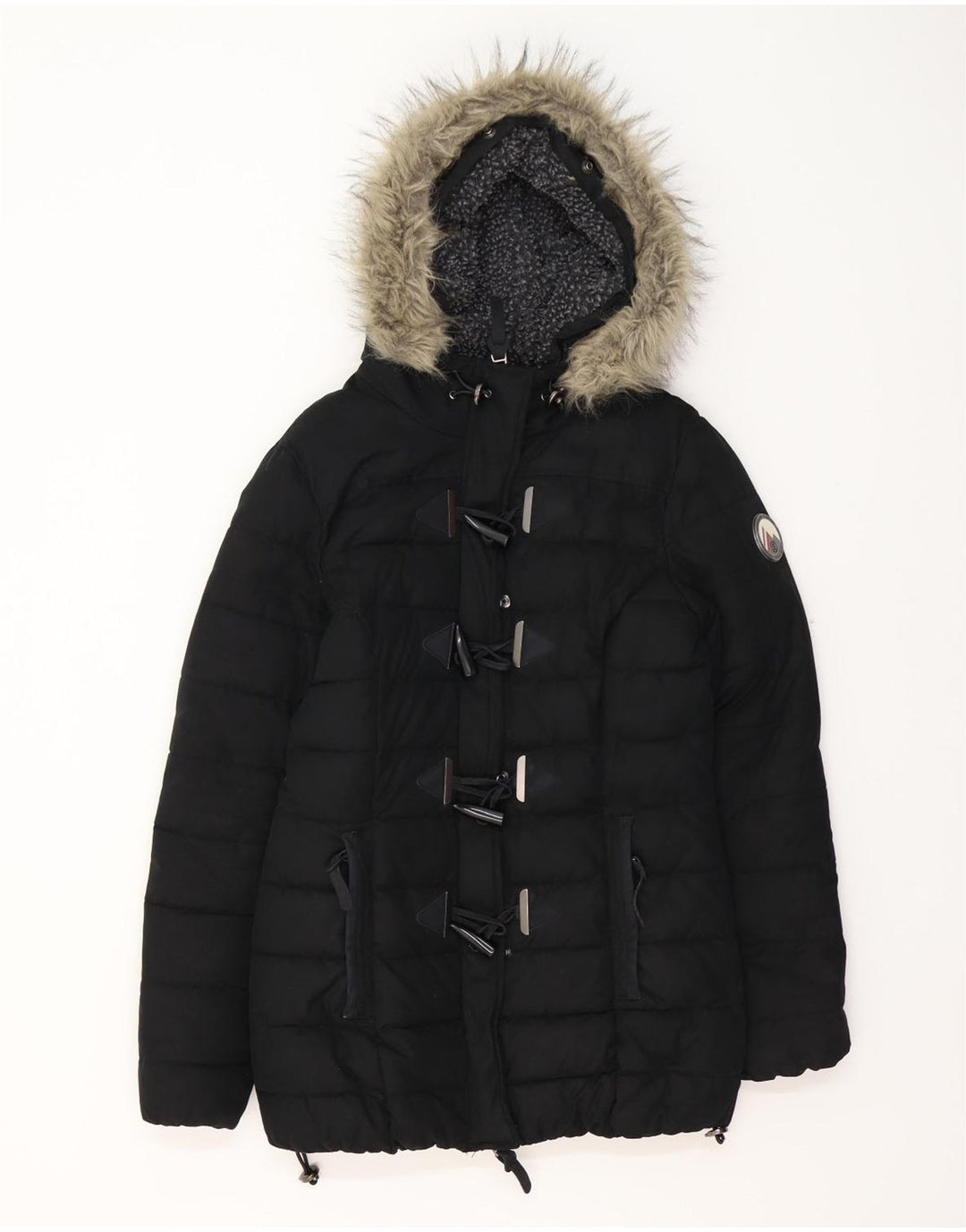 SUPERDRY Chaqueta acolchada con capucha para mujer UK 40 Mediana Poliéster negro