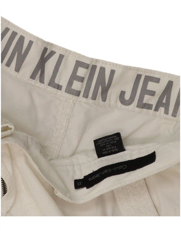 Pantalones cortos cargo Calvin Klein para hombre W33 Algodón blanco mediano