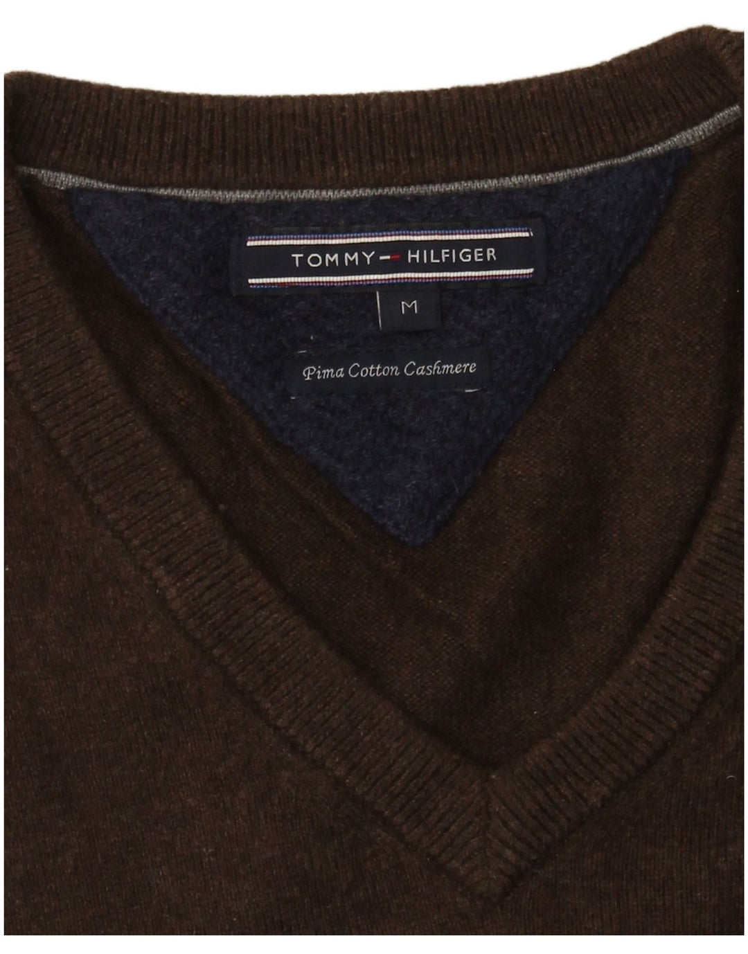 Tommy Hilfiger Jersey con Cuello en V para Hombre de algodón marrón Medio