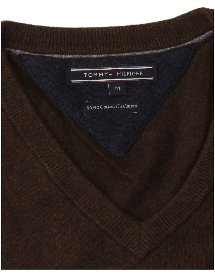 Tommy Hilfiger Jersey con Cuello en V para Hombre de algodón marrón Medio