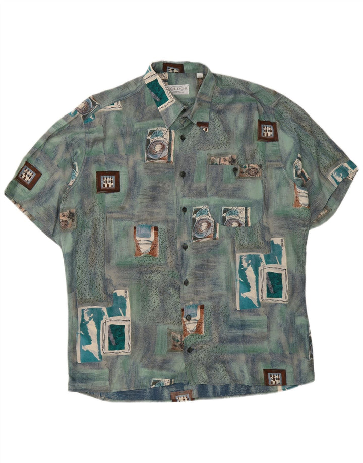 Coldor Camisa Manga Corta Hombre Talla 41/42 Viscosa Patchwork Azul Grande