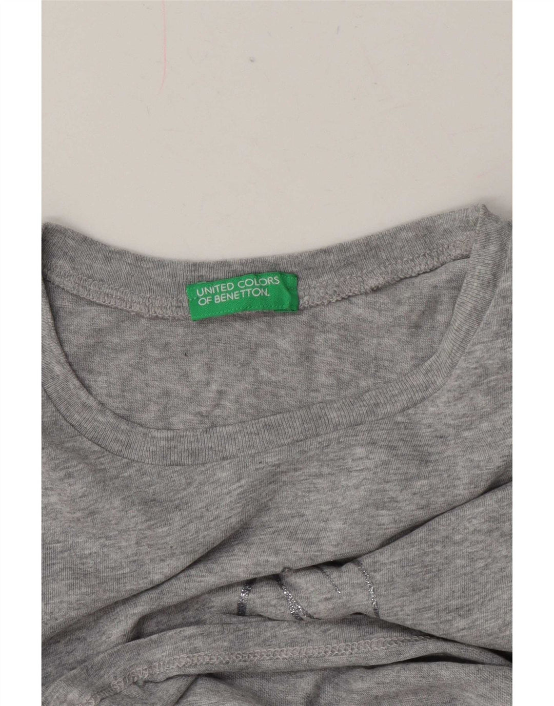 Benetton Camiseta Estampada para Mujer UK 40 Gris Medio