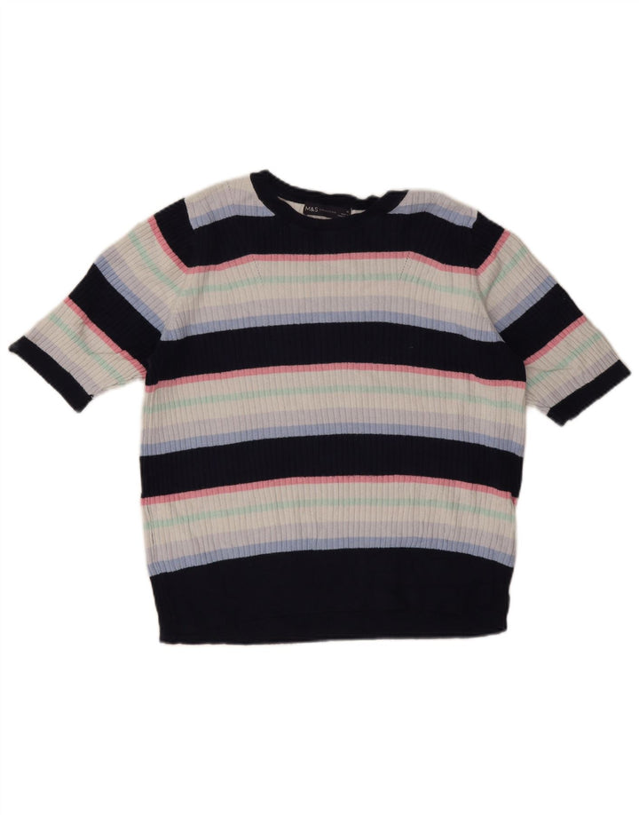 Marks & Spencer Camiseta para Mujer Top UK 46 Grande Multicolor Rayas