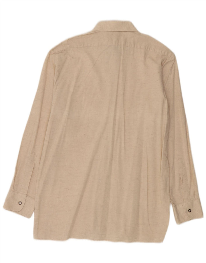 Camisa Vintage Hombre Talla 40 Seda Beige Mediana