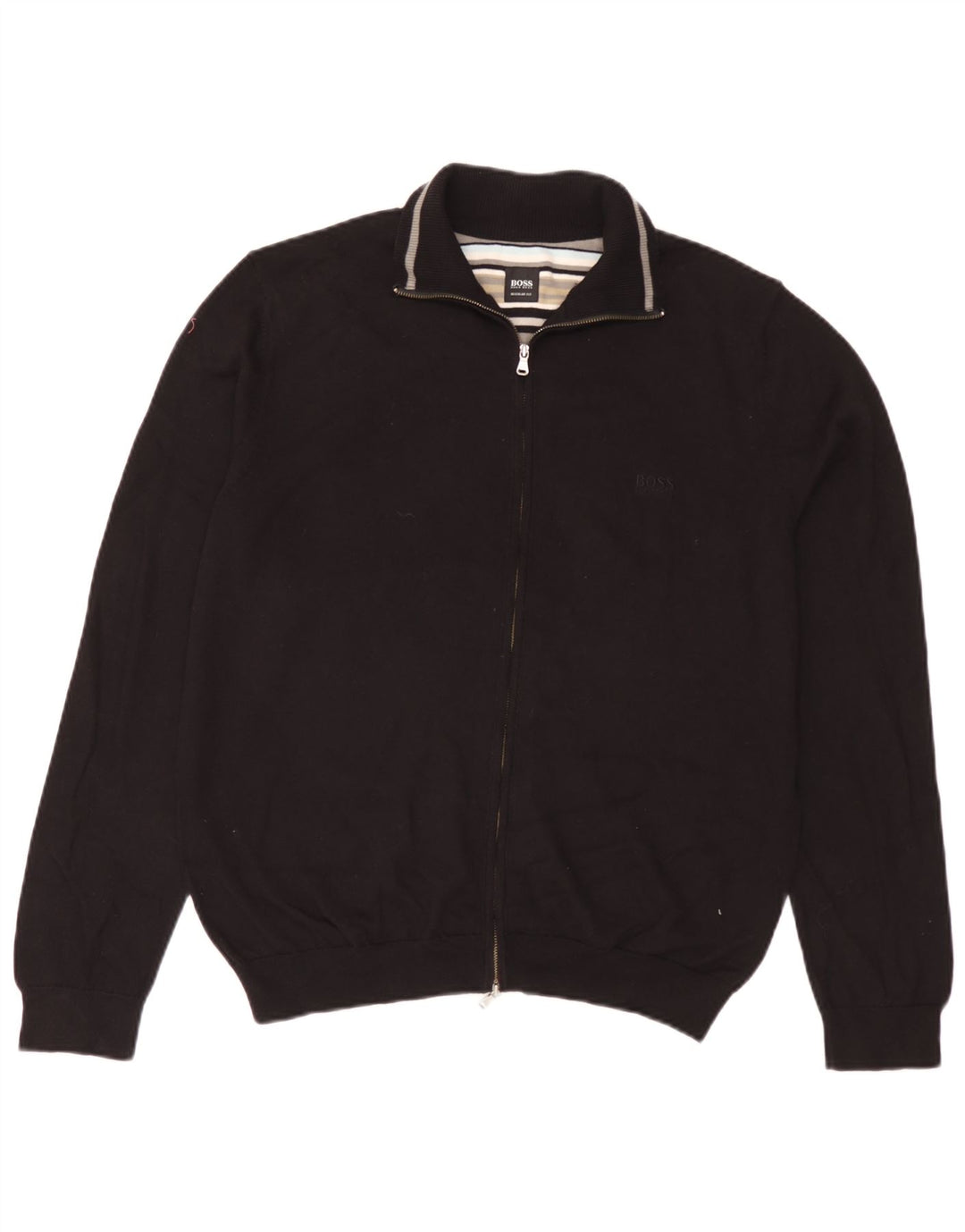 Hugo Boss Hombre Suéter tipo cárdigan de corte regular Grande Algodón negro