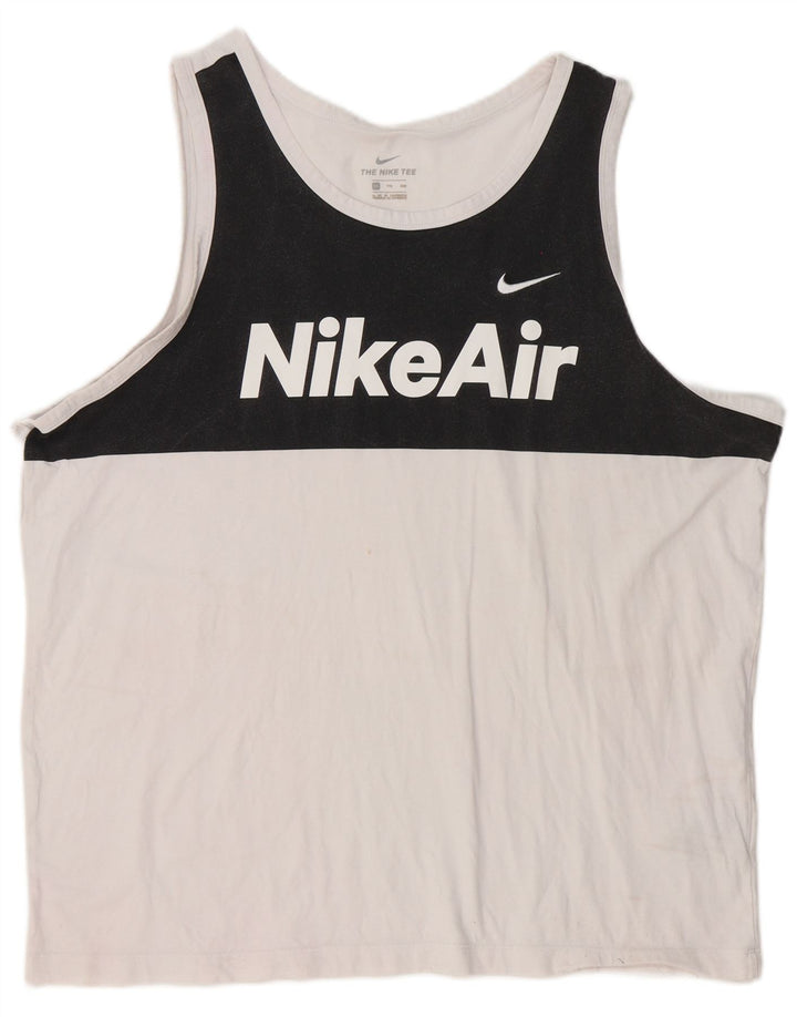 Nike Camiseta sin mangas estampada para hombre 2XL Algodón blanco con bloques de color