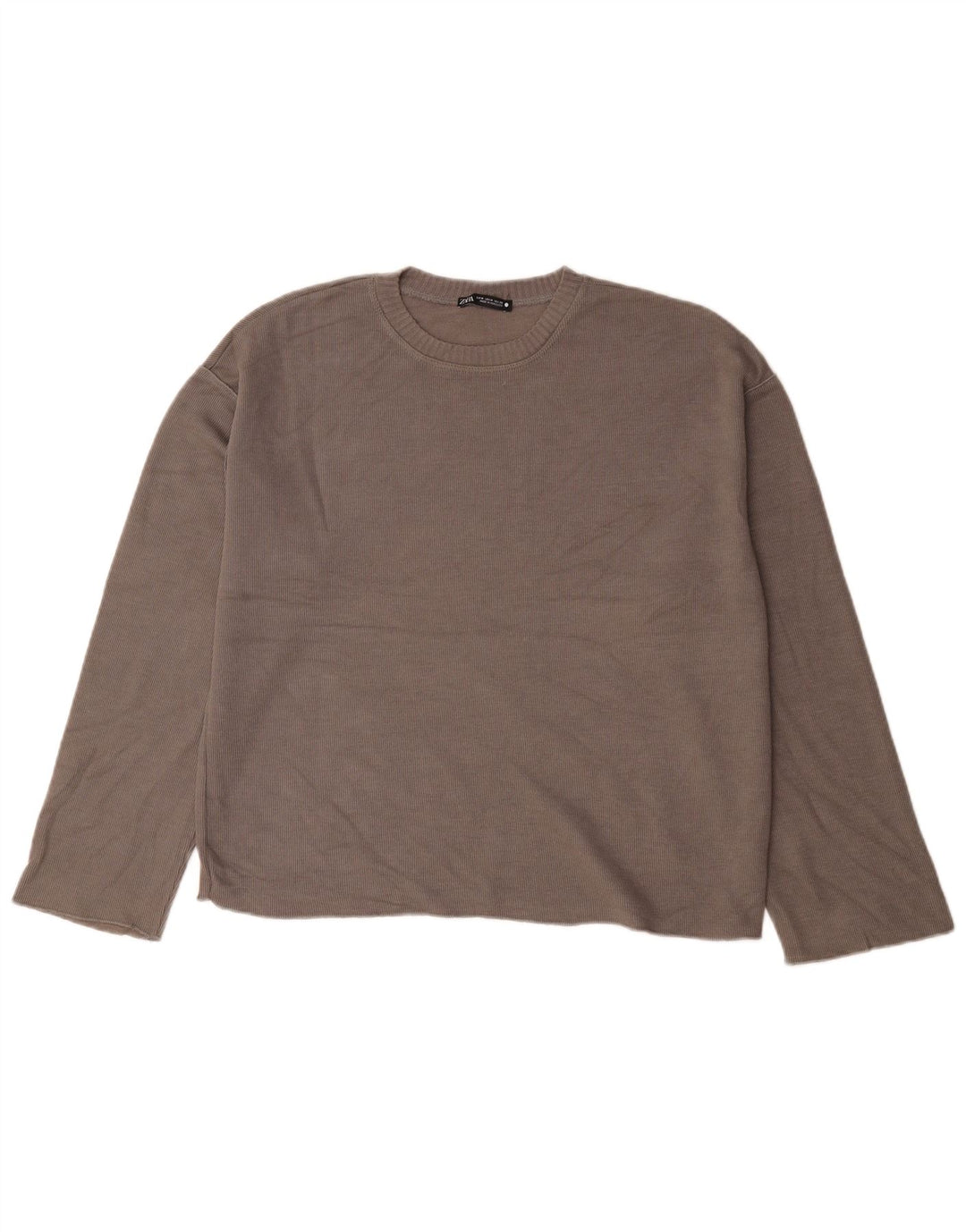 Zara Mujer Top Extragrande Manga Larga UK 44 Marrón Medio