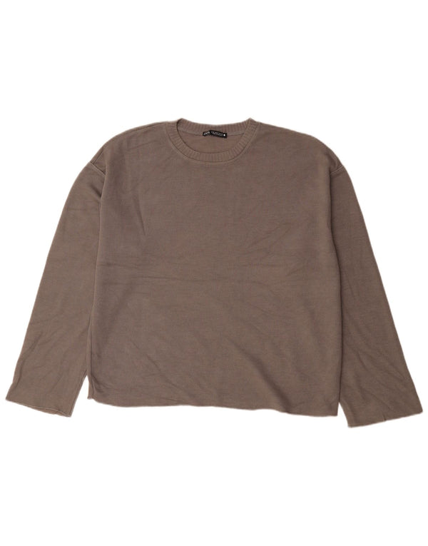 Zara Mujer Top Extragrande Manga Larga UK 44 Marrón Medio