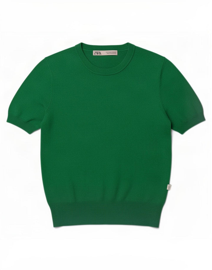 Zara Mujer Blusa Top UK 42 Verde Medio