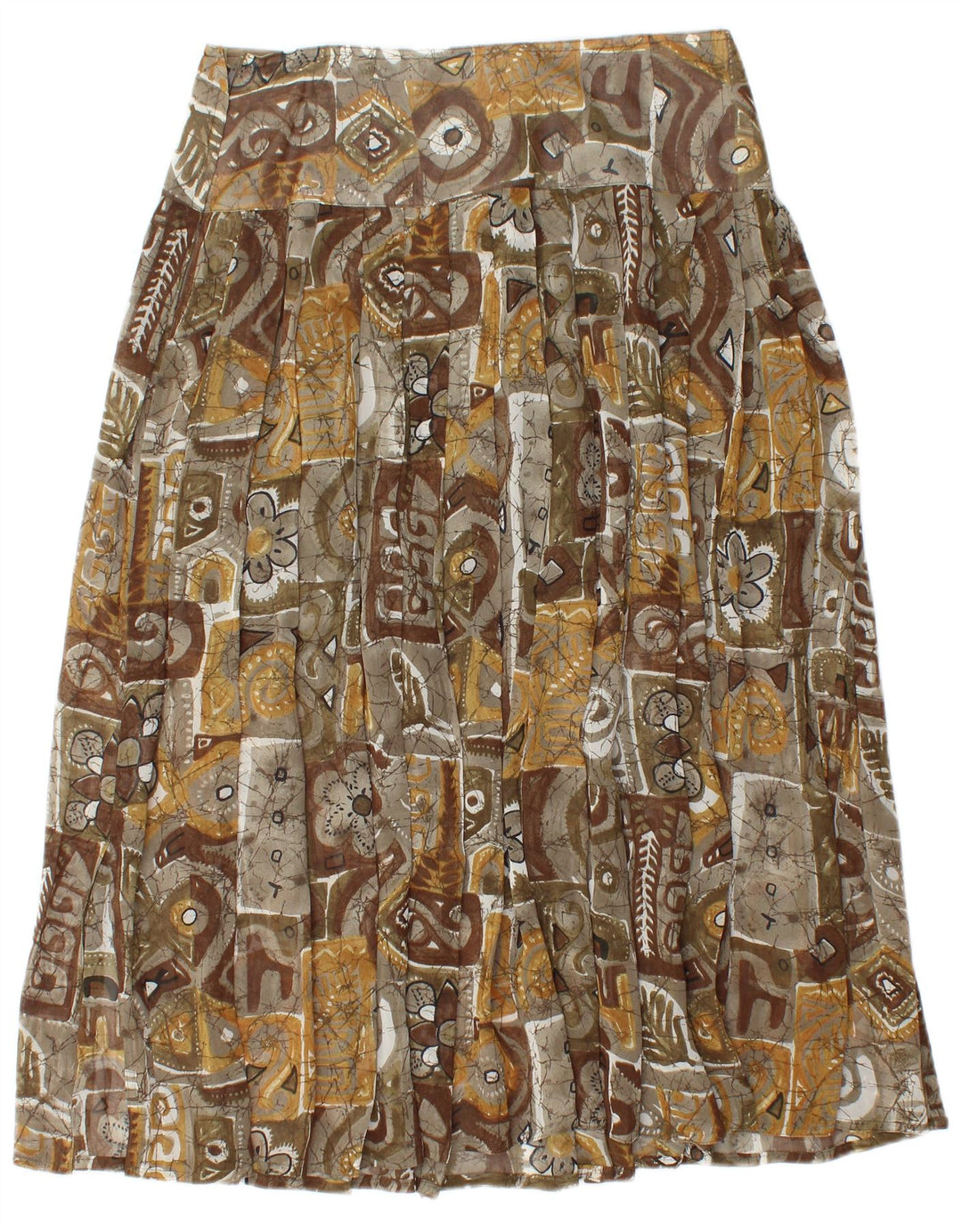 Falda plisada vintage para mujer W30 Patchwork marrón medio