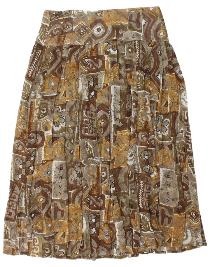 Falda plisada vintage para mujer W30 Patchwork marrón medio