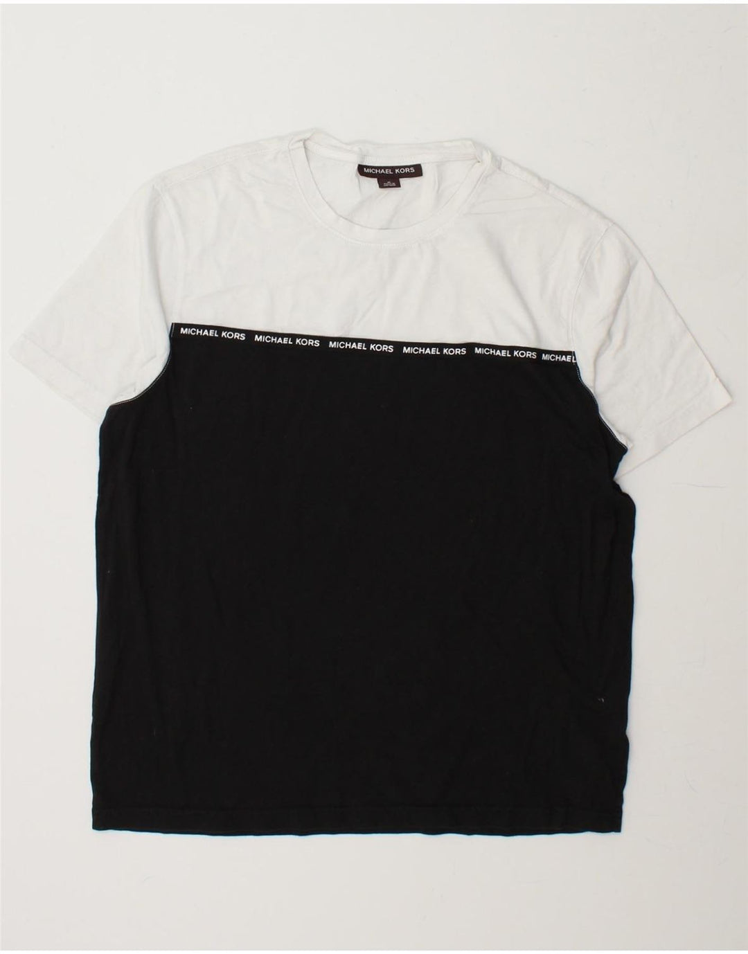 MICHAEL KORS Mens T-Shirt Top Medium Black Colourblock Cotton Vintage Michael Kors and Second-Hand Michael Kors from Messina Hembry 