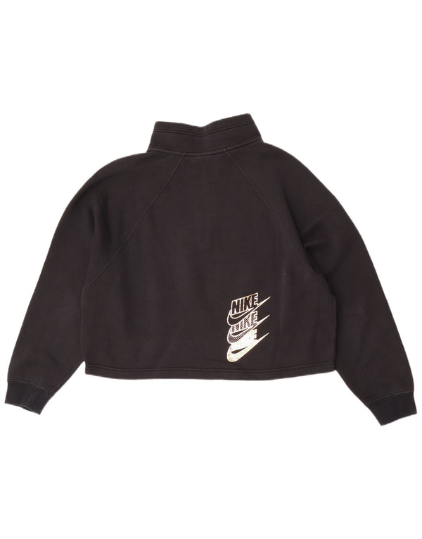 Nike Mujer Crop Graphic Zip Neck Sudadera Jumper UK 46 Grande Negro